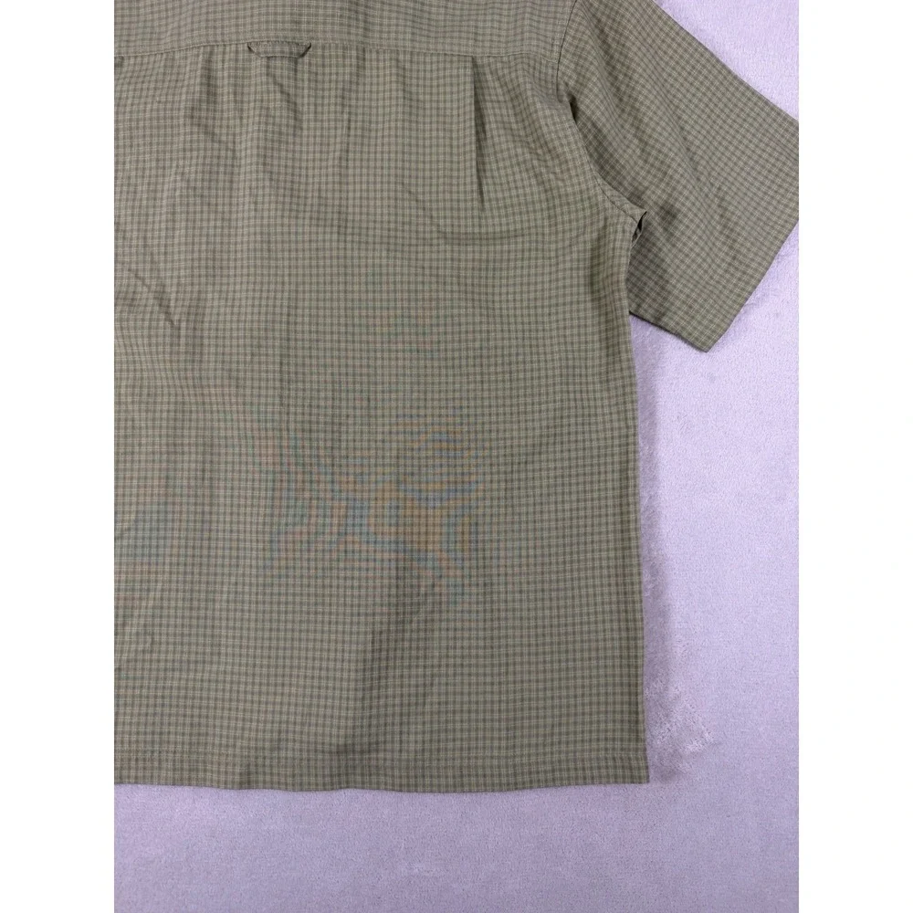 The North Face Plaid Hiking Shirt Men's L‎ Green Short Sleeve Button Up Outdoor